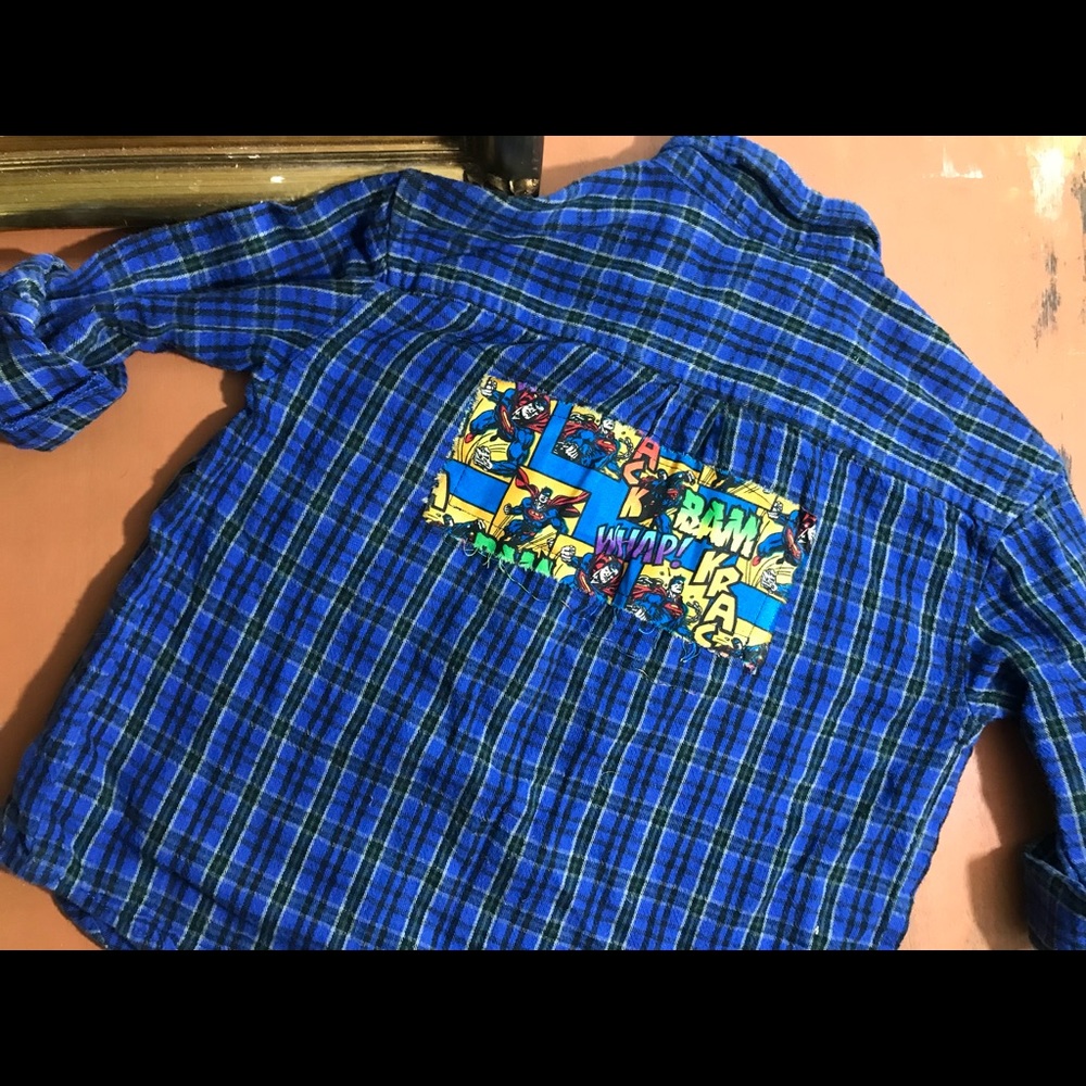 Classic Button Down with Superman Comic Patch